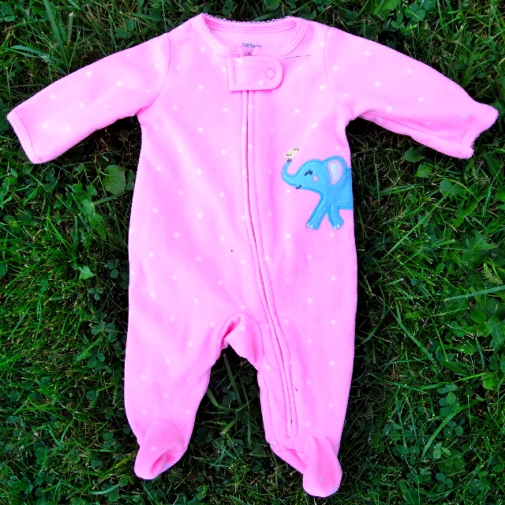 Carter's Baby Girl Pink Footed Sleeper, Size NB